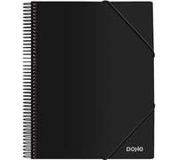 Dohe - Cartella con 30 buste e spirale - A4 (24 x 31 cm), chiusura in gomma elastica, copertina rigida in polipropilene 800 micron, forniture per ufficio - Nero