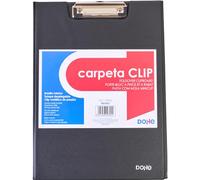 Dohe - Cartella portadocumenti con pinza e coperchio, formato A4 (23 x 32 cm), tasca interna, PVC opaco, materiale da ufficio, colore: nero