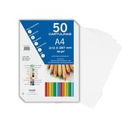 Dohe - Cartoncini Bianchi A4 (50 pz) - Formato 21x29,7 cm, Spessore 180 g/m², per Lavoretti Creativi, Stampa e Materiale Scolastico
