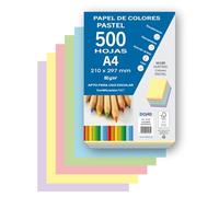 Dohe - Fogli pastello (500 pezzi) - 5 colori assortiti, carta A4 (21 x 29,7 cm), spessore 80 g/m², fogli per stampa, disegno, artigianato, decorazione, rilegatura