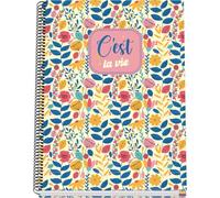 DOHE - Quaderno a quadretti A4-100 fogli, spessore carta 90 gsm, dimensioni 22,8 x 30 cm, copertina rigida, rilegatura ad anelli, quadrato 5 mm, materiale scolastico - C'Est La Vie