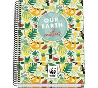 DOHE - Quaderno a quadretti A5 - 100 fogli, 90 g/m², dimensioni 16,2 x 21 cm, copertina rigida, rilegatura ad anelli, griglia da 5 mm, materiale scolastico - WWF Tropic