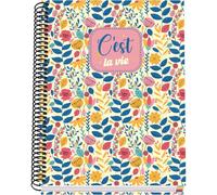 DOHE - Quaderno a quadretti A5-100 fogli, 90 g/m², dimensioni 16,2 x 21 cm, copertina rigida, rilegatura ad anelli 5 mm, materiale scolastico - C'Est La Vie