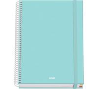 DOHE - Quaderno A5 a quadretti - 100 fogli di spessore 90 g/m², dimensioni 16,2 x 21 cm, copertina rigida, chiusura ad anello ed elastico, a quadri da 5 mm, materiale scolastico - SERENITY Green