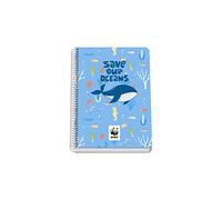 Dohe - Quaderno A5 - Copertina rigida - 4 mm - WWF - Save our Oceans