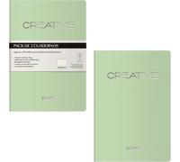 DOHE - Quaderno A6 interno liscio (2 pezzi) - Dimensioni 9 x 14 cm, 40 fogli (80 pagine), 90 g/m², Note, organizzazione o disegno, copertina morbida flessibile - CREATIVE Verde