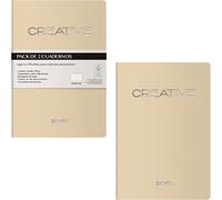 DOHE - Quaderno A6 interno liscio (2 pezzi) - Dimensioni 9 x 14 cm, 40 fogli (80 pagine), 90 g/m², Note, organizzazione o disegno, copertina morbida flessibile - CREATIVE Beige