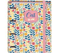 Dohe - Raccoglitore con ricambio - Cartella 4 anelli, A4 (28 x 32 cm), 100 fogli a quadretti 5 x 5 mm, 4 divisori di colori, busta per stoccaggio extra e chiusura in gomma - C'Est La Vie