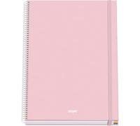 DOHE - Taccuino A4 a quadretti - 100 fogli spessore 90 g/m², dimensioni 22,8 x 30 cm, copertina rigida, chiusura anelli e gomma elastica, griglia 5 mm, materiale scolastico - SERENITY Rosa
