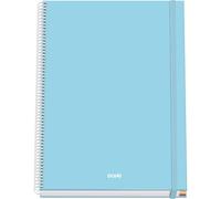 DOHE - Taccuino A4 a quadretti - 100 fogli spessore 90 g/m², dimensioni 22,8 x 30 cm, copertina rigida, chiusura anelli e gomma elastica, griglia 5 mm, materiale scolastico - SERENITY Blu