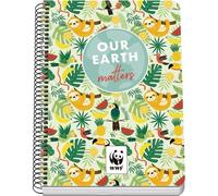 DOHE - Taccuino A5 a quadretti - 80 fogli spessore 90 g/m², dimensioni 15 x 21 cm, copertina in cartoncino rigido, chiusura anelli, griglia 4 mm, materiale scolastico - WWF Tropic