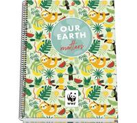 DOHE WWF Tropic - Quaderno a quadretti, formato A4, 100 fogli, 90 g/m², spessore carta 22,8 x 30 cm, copertina rigida, rilegatura ad anelli da 5 mm, materiale scolastico