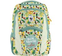 DOHE - Zaino scolastico ergonomico - Grande capacità (20L), 6 tasche, scomparto per laptop/tablet, cinghie per carrello - WWF Tropic