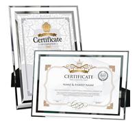 Dohomi Set di 2 Cornici D'argento Per Foto A4 Cornice Per 21x29,7 cm Certificati Cornice Per Documenti in Vetro Cornice Per Poster Di Laurea Cornice Per Foto Da Tavolo