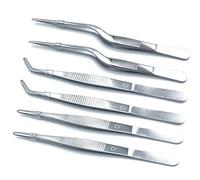 Dohuge 6 pezzi pinze pinzette pinzette pinze in acciaio INOX seghettata di precisione con punte per cucinare culinari e medici beauty utensili, 16 cm