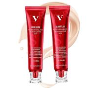 DOHV FV Foundation Waterproof Red Foundation FV Red Ginseng And Bird's Nest Peptide Skin Nourishing Foundation Red Ginseng Liquid Foundation 1 oz (Lvory+Natural)
