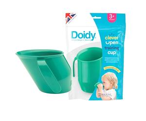 Doidy Cup - Tazza per Bambini - Particolare Design Obliquo - Due Manici - Ottima Tazza da Svezzamento per Latte, Acqua e Succo di Frutta - Per Bambini dai 3-6 Mesi (Verde)