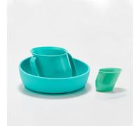 Doidy Set regalo per lo svezzamento dei bambini, per imparare a mangiare da soli e bere in modo indipendente, mini tazza + tazza aperta + ciotola con ventosa (turchese)