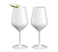 DoimoFlair Bicchieri da vino in plastica infrangibile, bicchieri da vino e spumante, in plastica, bianco, 47 cl, set da 2 pezzi