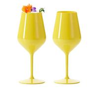 DoimoFlair Bicchieri da vino in plastica infrangibile - Calici da champagne - Giallo - 47 cl
