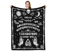 DOINBEE Goth Ouija Board Blanket Funny Horror Ouija Boards Skull Sun Moon Witchy Black Throw Blanket for Adults Kids, Gothic Halloween Bedding Decor Gifts Soft Fluffy Fleece Flannel Blanket 127 x