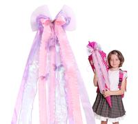 DOINEUFL Fiocco per la scuola, farfalla rosa, 60 x 20 cm, fiocco per sacchetto di zucchero, grande fiocco regalo con nastro in tulle, decorazione per accessori per sacchetti della scuola, regali per