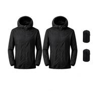 DOINEUFL Pac A Mac - Giacca impermeabile leggera da donna, confezione da 2, nero e nero., XL