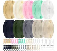 DOITEM 10 cerniere a spirale in nylon, 28 m, set con 40 cursori e cerniera per cucito e artigianato, 10 colori