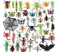 DOITEM 45pcs Plastica Insetti Realistici e Farfalla Ragno Bat per Bambini per l'educazione Halloween Giocattoli Temi Feste Regali di Compleanno