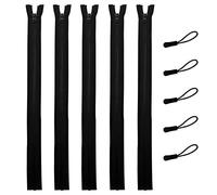 DOITEM Fermetures Éclair- Maille 5 mm - A Glissière Plastique A Zipper Tirettes Ouvrable Séparable - Largeur 3 cm (70 cm Noir)