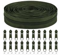 DOITEM The Yard - Cerniere a spirale in nylon, 9 metri, con 20 cursori per cerniera, per fai da te, cucito, sartoria, borse, indumenti, tessili per la casa, colore: verde militare, #5