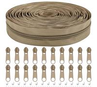 DOITEM The Yard - Cerniere a spirale in nylon, 9 metri, con 20 cursori per cerniera, per fai da te, cucito, sartoria, borse, indumenti, tessili per la casa (marrone, #5)