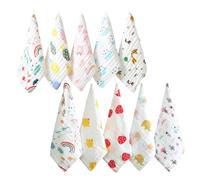 DOITOOL 10 Pezzi Asciugamano per Viso in Cotone Puro 6 Strati Design a Nido D'ape Spesso e Resistente, Facile da Lavare e Asciugare, Dimensione 30x30 Cm per Ragazzo Ragazza Stili multipli