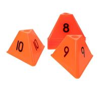 DOITOOL 10 Pezzi Coni da Calcio per Allenamento Numerati da 1 a 10, Coni Segnaletici Triangolari Arancioni in Materiale Resistente per Esercizi di Agilità e Percorsi Sportivi All'aperto