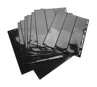 DOITOOL 10 Pezzi Pagine Interne per Album di Francobolli Nero Fondo Nero, Materiale Pet Protettivo, 3 Tasche per Esposizione Collezione Monete, Design Elegante per Collezionisti