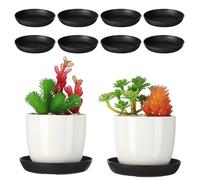 DOITOOL 10 Pezzi Vassoio Rotondo in Plastica per Piante Grasse e Vasi da Fiori, Sottovaso Nero Versatile e Leggero per Balcone e Giardino, Drenaggio Facile e Mobilità