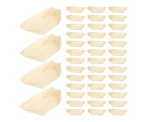 DOITOOL 100 Pezzi Barchette in Legno Usa e Getta per Sushi e Dessert, Design Multifunzione, Colore Kaki, per Feste di Compleanno e Bar, Piatti Decorativi e Unici