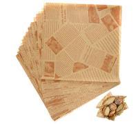DOITOOL 100 Pezzi Carta per Alimenti con Stampa Vintage Resistente Olio e Acqua Carta Oleata per Avvolgere Patatine Hamburger e Cibi Fritti Imballaggio Alimentare Sicuro e Decorativo