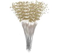 DOITOOL 100 Pezzi Fili di Perline Finte, Accessori per Ghirlanda di Perline, Plastico Oro, Lunghezza Regolabile, per Bouquet Sposa e Decorazioni Matrimonio