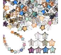 DOITOOL 100 Pezzi Perline a Stella a Cinque Punte per Gioielli in Vetro | Superficie Liscia, Tocco Confortevole, Facili da Infilare, Adatte per Orecchini e Ornamenti Domestici