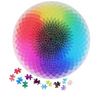 DOITOOL 1000 Pezzi Puzzle Rotondo per Adulti a Gradiente Arcobaleno in Carta, Difficile e Unico per Decorazione e Esposizione lungo Termine