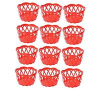 DOITOOL 12 Pezzi cestino per l'imballaggio delle uova Intrecciata ripiano per cesto di frutta fruits basket contenitori plastica cestino portaoggetti cestini portaoggetti domestici rosso