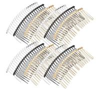 DOITOOL 12 Pezzi Pettini Laterali in Metallo a 20 Denti, 7,5x3,5cm, Inserto per Chioma Fai da Te, per Donne, Uso Quotidiano e Viaggio, in Nero Opaco, Oro e Argento