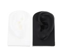 DOITOOL 1set Orecchio Artificiale in Silicone per Piercing Nero e Bianco Espositore Orecchini Professionale per Pratica e Visualizzazione Dettagliata Anatomia Umana