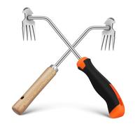 DOITOOL 2 Pezzi Attrezzi Diserbo Manuali in Acciaio Inossidabile con Impugnatura Antiscivolo Estirpatore Radici Preciso per Giardino per Pulizia Erbacce in Aiuole e Orto