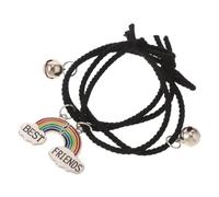 DOITOOL 2 Pezzi Bracciale Arcobaleno Campanella, Elastico Regolabile | Amiche del Cuore, Stile Carino e Colorato, Adatto a Scuola e Polso, Coppia Condivisibile