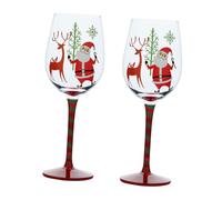 DOITOOL 2 Pezzi Calici Natalizi da Vino con in Cristallo Bicchieri Colorati Tema Babbo Natale per Feste di Natale Decorazioni Natalizie Eleganti per Party e Regali
