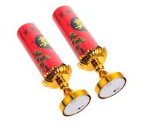 DOITOOL 2 pezzi Candele LED Retro Senza Fiamma Lampade Batteria Sicure e Resistenti per Decorazioni Cimitero e Cerimonie Funebri Luci Elettroniche Forma di Fiore Rosso