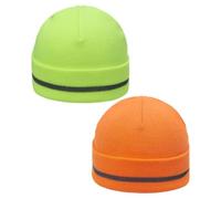 DOITOOL 2 Pezzi Cappello Lavorato a Maglia Riflettente da Uomo per Esterno | Acrilico Leggero, Bordo Arrotolato, Striscia Visibile, per Corsa e Bicicletta, Uso Quotidiano