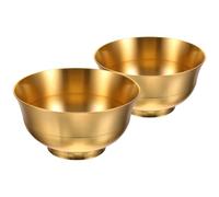 DOITOOL 2 Pezzi Ciotola Tibetana in Ottone Dorato per Offerte D'acqua, Resistente a Usura e Rottura, Decorazione Vintage per Casa e Tempio